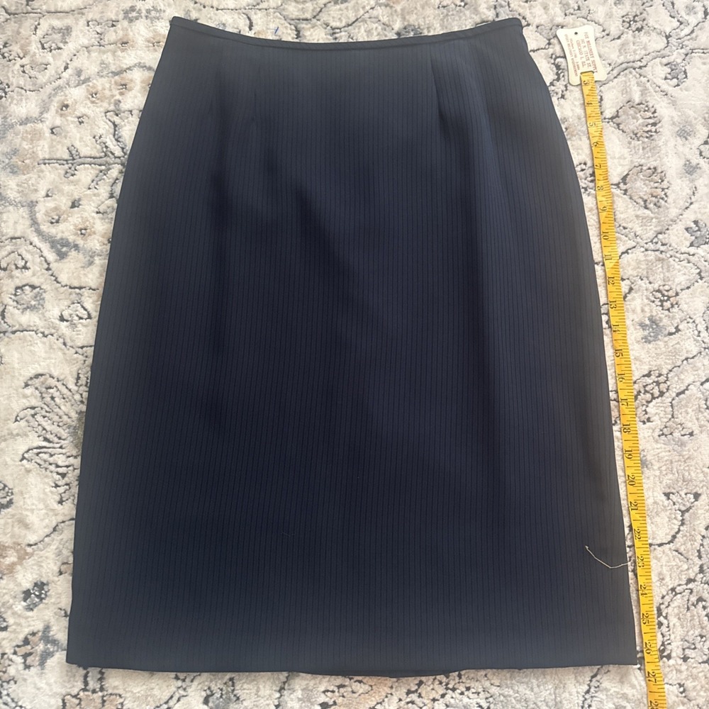 Kasper Pencil Skirt Size 10 Navy Knee Length Pencil Lined Slit Polyester